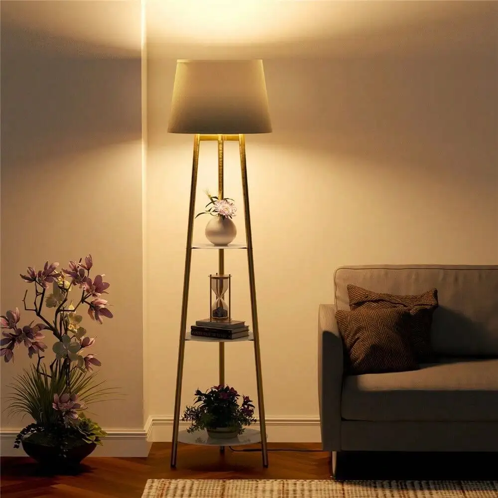 Modern Shelf Floor Lamp With 3 Levels Shelf Light, Medieval Lamp, Medieval Floor Lamp With Remote Control