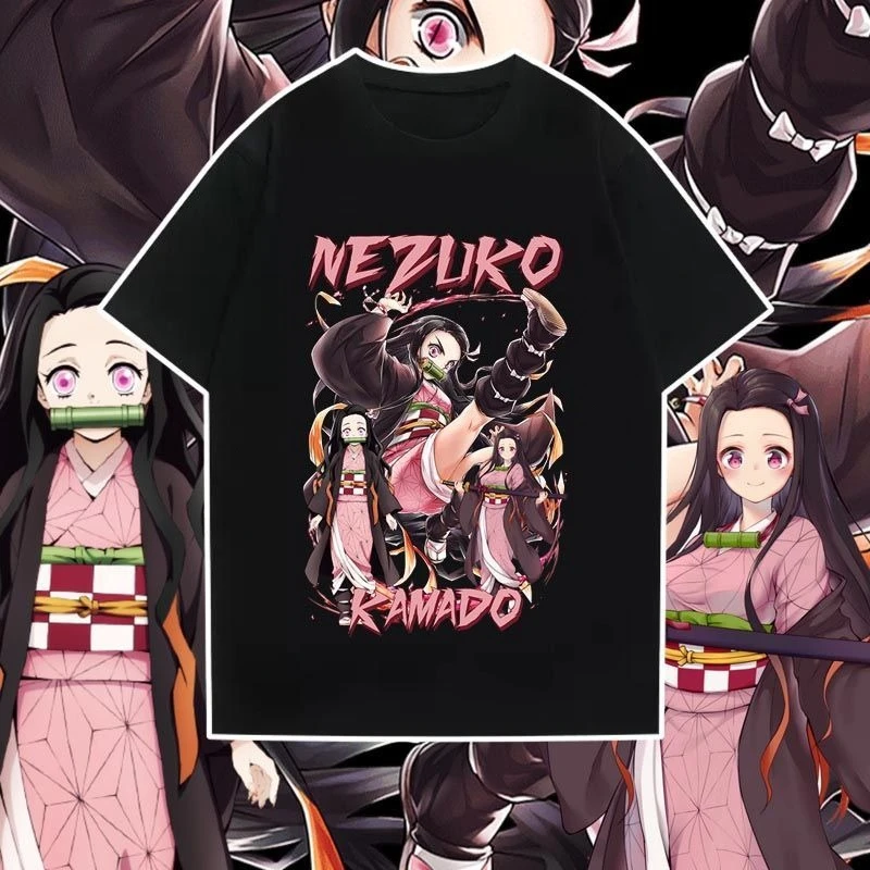 Bandai-Camiseta holgada de manga corta con estampado de Anime Ghost Destroyer Blade You Bean para hombre y mujer, camiseta holgada con cuello redondo