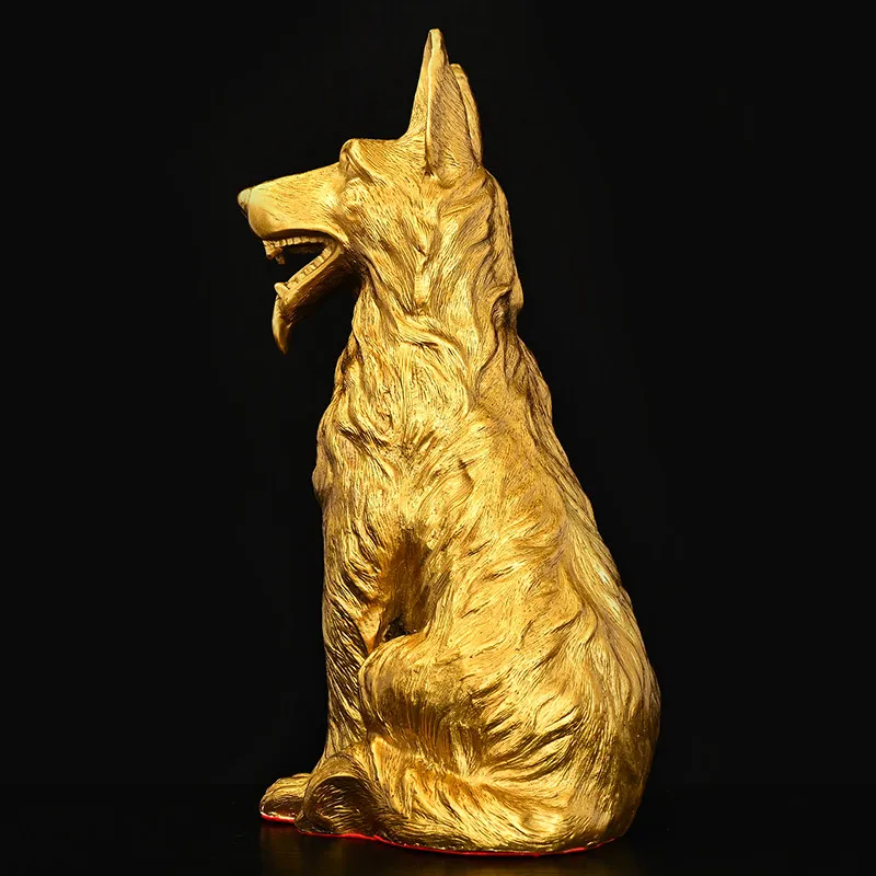 Lucky Large Pure Copper German Shepherd Dog Feng Shui Home Lucky Decoration Watchdog, Your Dog, Fortune Copper Dog Crafts