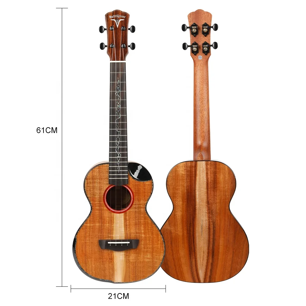 A2T 26 Zoll Tenor-Ukulele, Vollmassives Akazien-/Koa-Holz, Hochglanz-Finish, Palisander-Griffbrett, Farbige Muschel-Mitteleinlage am Hals – Detail 2