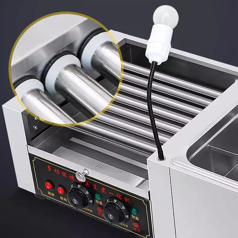 Commercial Volcanic‑Stone Sausage Roaster Oden Combo Machine Gas & Electric for Hot Dog Oden Snack Processing