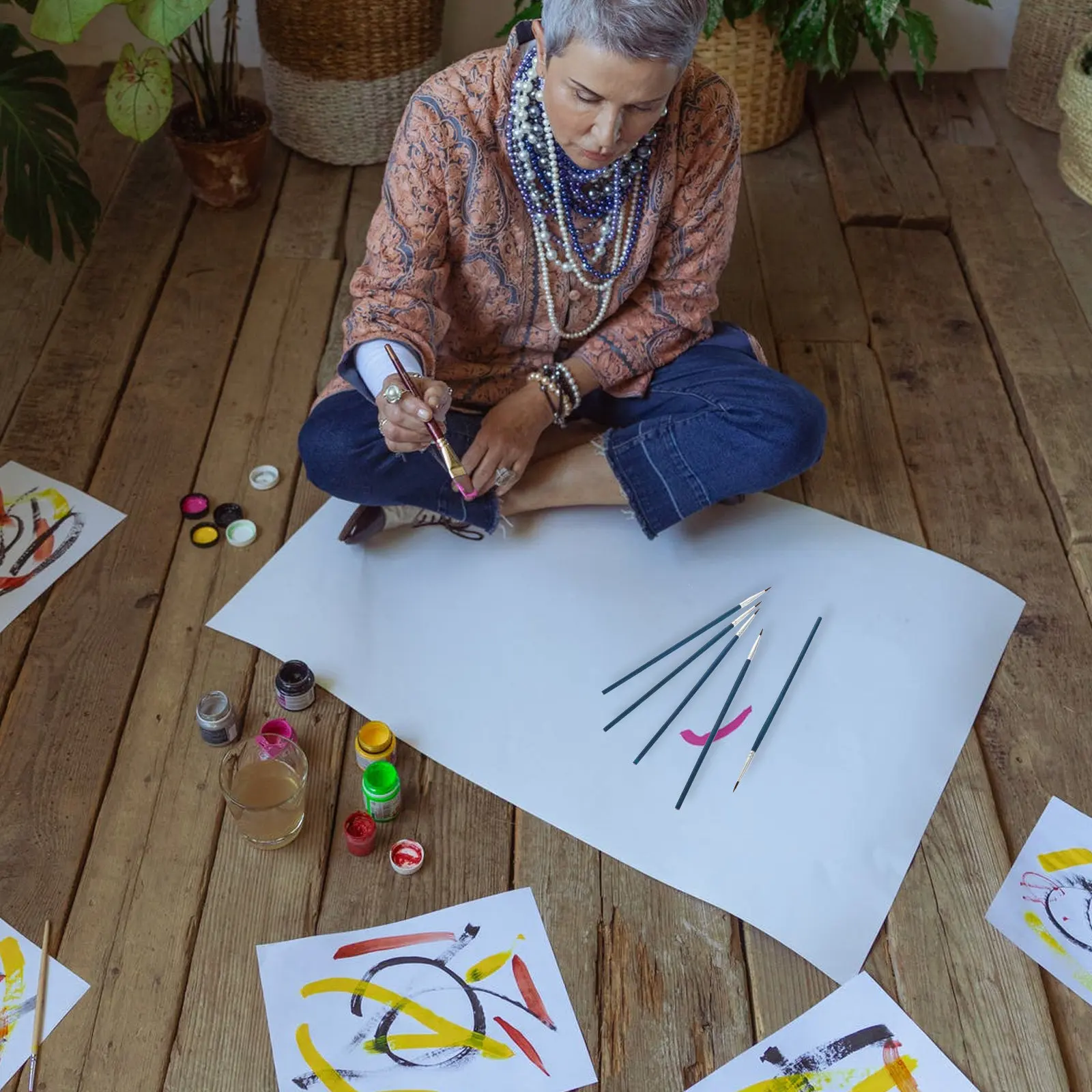 

100Pcs Professional Detail Painting Brushes Nylon Bristle for Oil Acrylic Watercolor Nail Art Artist Craft Projects