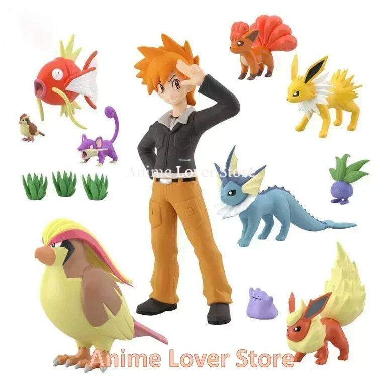 Bandai Original Scale World POKEMON Kanto Region Blue Oak Vaporeon Flareon Jolteon Anime Action Figures Toys for Kids Gift