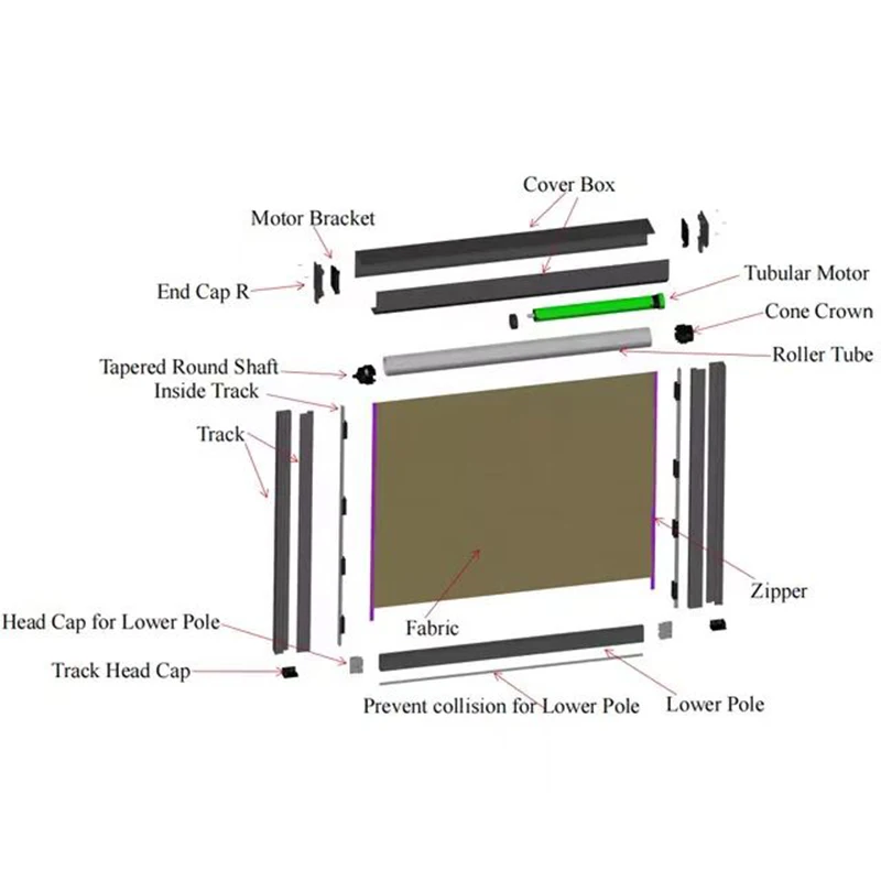 Waterproof Windproof Electric Motorized Zip Blinds Outdoor Screen Window Patio Balcony Roller Blinds