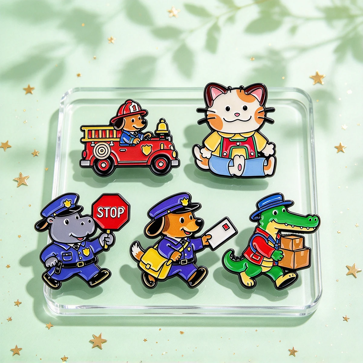 Cute Cartoon Animal Jobs Enamel Pins with Dog Cat Hippo Crocodile for Backpack Hats Clothes Bag Decors Accessories Gifts Friends view 6