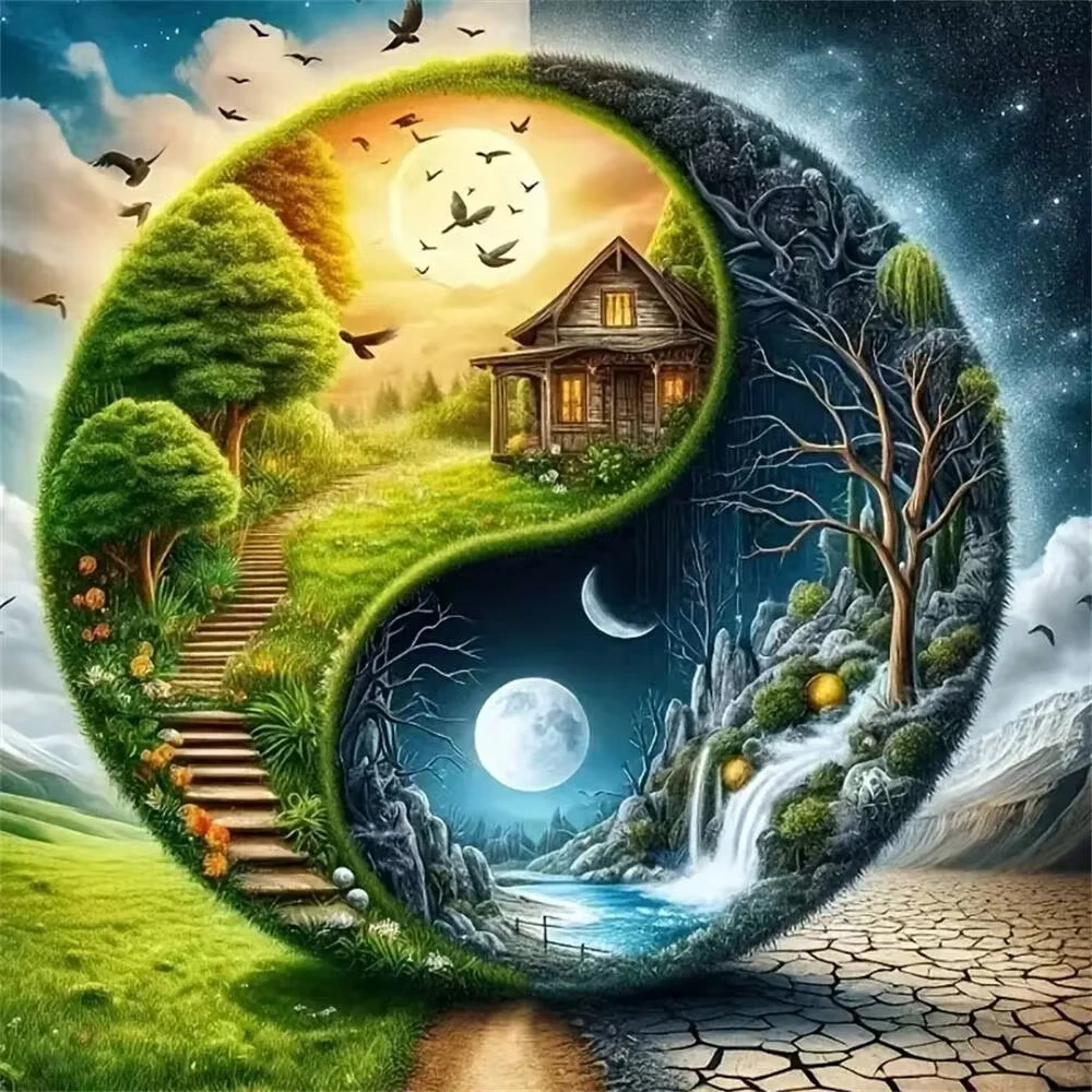 

Пазлы «Пейзаж Тай-чи» 500/1024 элемента: увлекательная семейная игра для игровой комнаты, спальни, домашнего декора