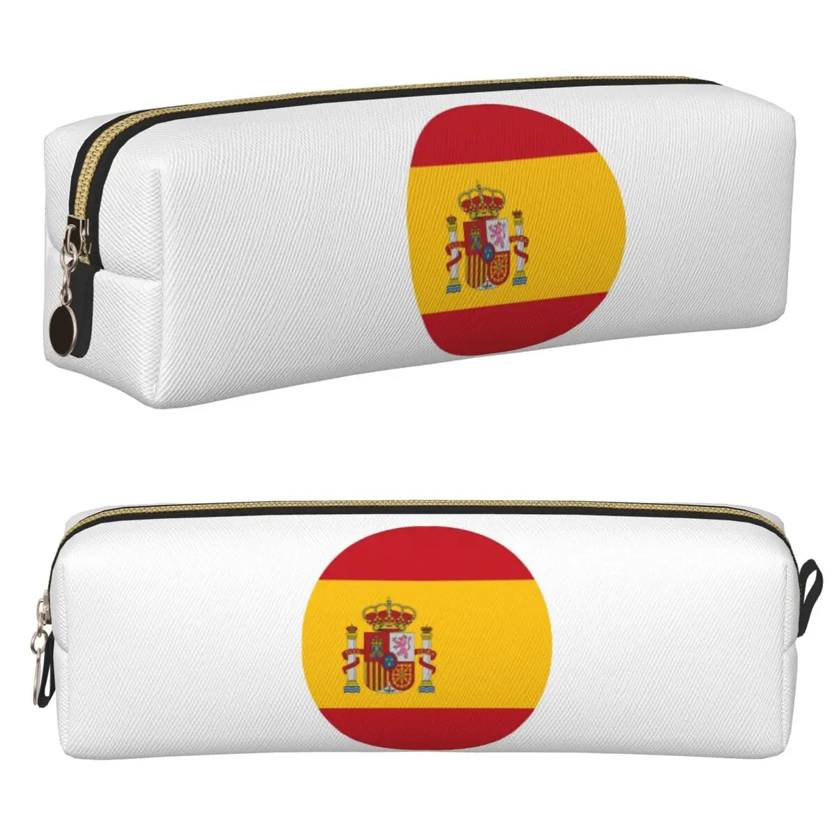 Spanien Spanische Flagge, runde Federmäppchen, große Kapazität, Stifttaschen, Stiftbox, für Jungen, Mädchen, Studenten, Schreibwaren, Stiftetui, Kosmetiktasche