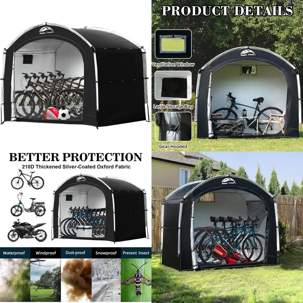 

Waterproof Outdoor Bicycle Storage Tent Shed for 2 to 8 Bikes with Oversized Protection and Window