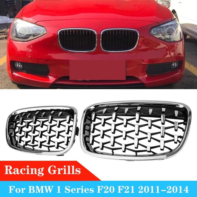 

All Silver Black Diamond Grille Car Front Kidney Replacement Grilles Racing Grill For BMW 1 Series F20 F21 2011-2014 Accessories