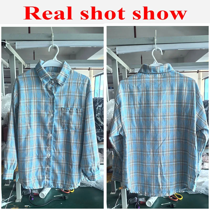Harajuku Oversize Loose Plaid Shirts für Damen, Lazy-Style Langarm-Oberbekleidung, Lässige Blusen, Vintage Allround-Studentenhemd – Detail 1