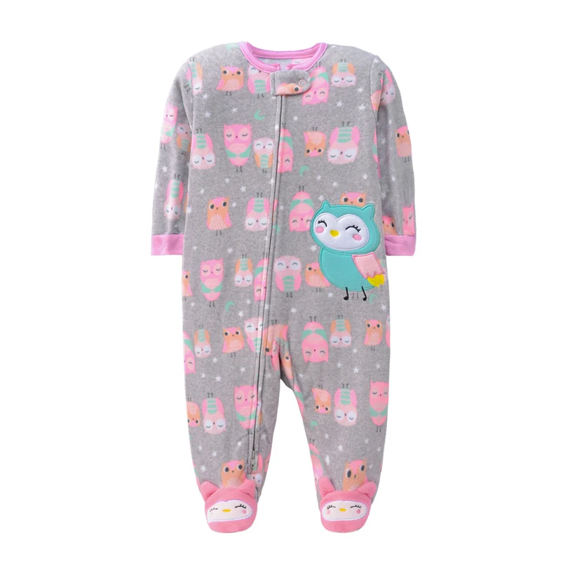 Spring Baby Girl Rompers Clothes Zipper Fleece Autumn Warm Newborn Infants Pajamas Outfit Animal Jumpsuit Clothing 0 -12 Months