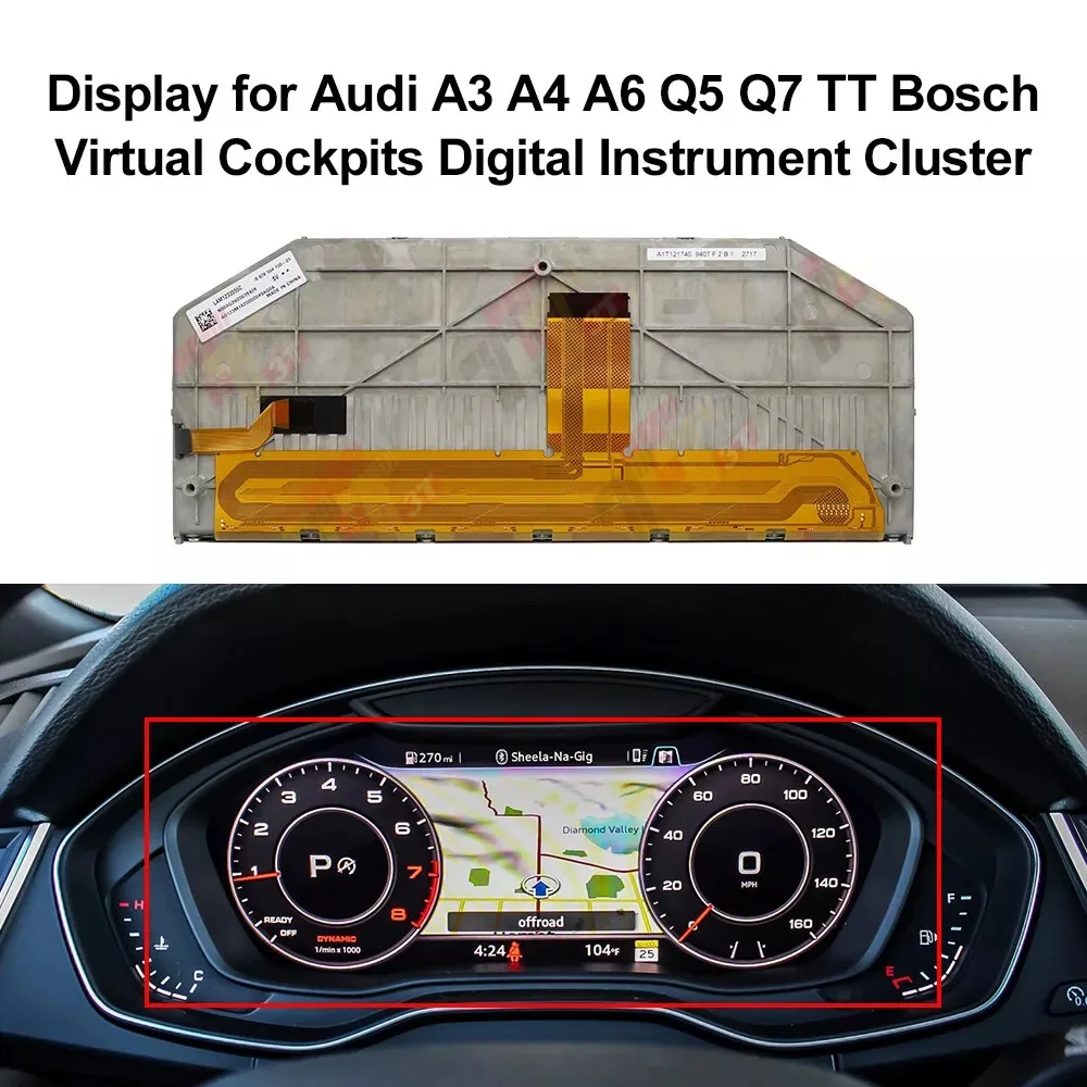 

12.3" LCD Display for Audi A3 A4 A4L A5 A6 A6L A8L Q5 Q5L Q7 TT Bosch Virtual Cockpits Instrument Cluster Pixel Repair