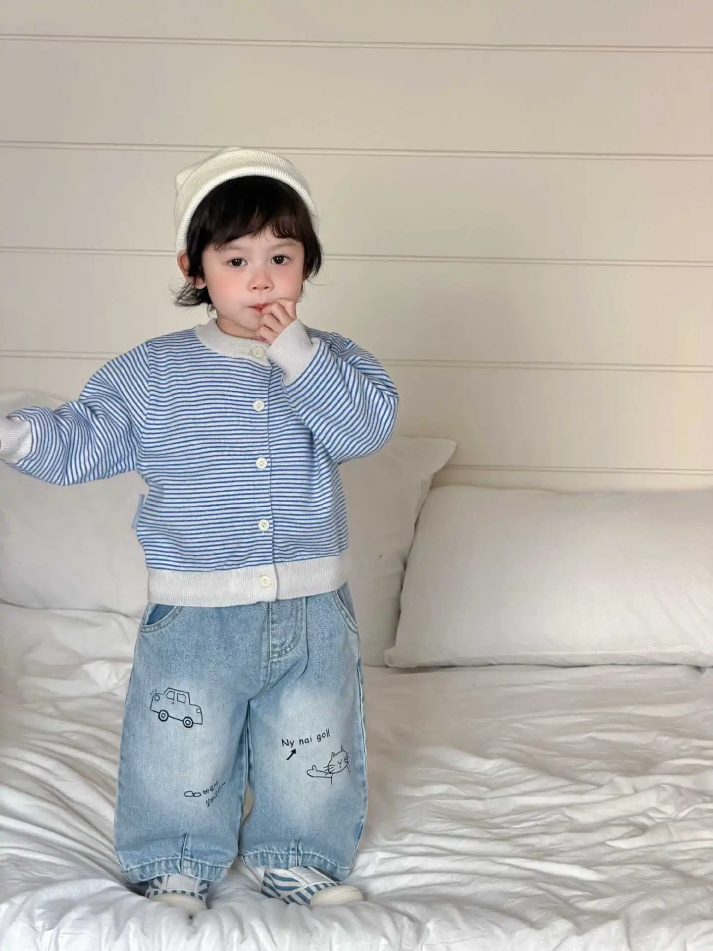 2026 Spring New Baby Long Sleeve Coat Girls Fashion Striped Cardigan Cotton Infant Boys Casual Jacket Toddler Clothes