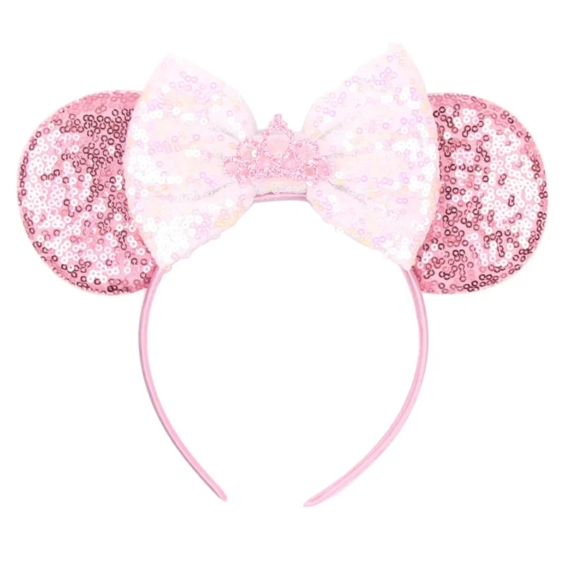 9.5 CM New Cute Glitter Crown Hairband Sequins Bows Mouse Ears Headband Kids Festival Party Cosplay Headband