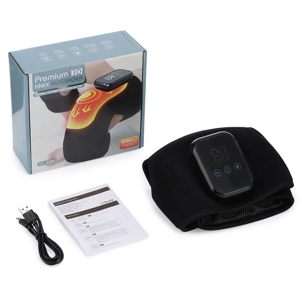 Heated Knee Massager Thermal Support Wrap with 3 Level Adjustable Vibration Leg Warmer for Relaxation