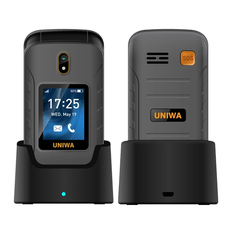 UNIWA V909T 4G VoLTE телефон двойной экран 2250 мАч большие передние кнопки SOS флип-телефоны поддержка HAC русская клавиатура многоязычная