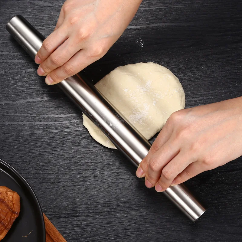 304 Stainless Steel Rolling Pin Non-stick Dough Rolling Machine Pasta Biscuit Roller Tools Pastry Bakery Kitchen Accessories