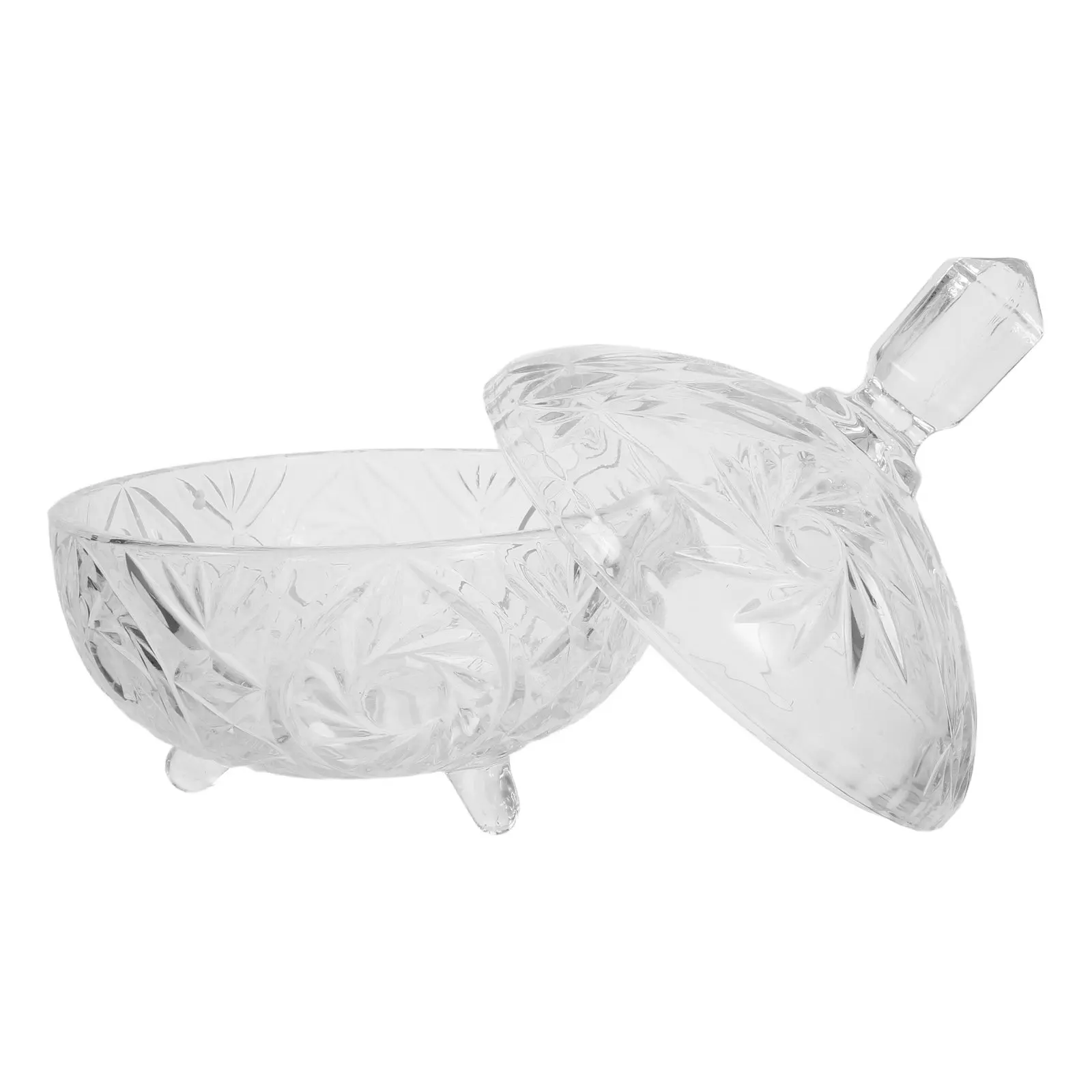 27Oz Glass Candy Jar with Lid Crystal Embossed Decorative Storage Box for Wedding Buffet Candy Jars Snacks Cookies Biscuits