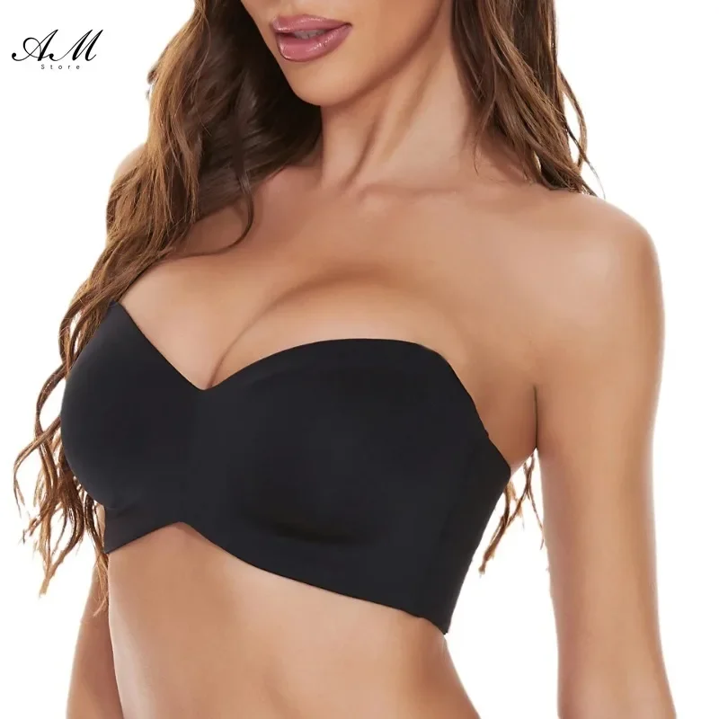 Reggiseno a fascia convertibile antiscivolo con supporto completo Reggiseno push up senza spalline taglie forti Reggiseno senza cuciture con ferretto convertibile levigante non imbottito