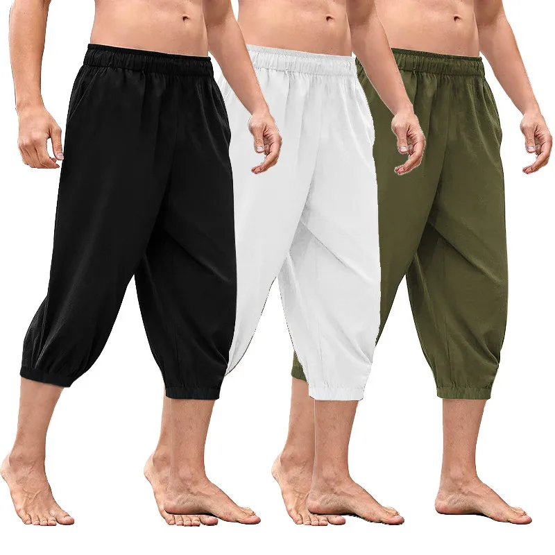 

Костюм для выступлений, средневековые крестьянские брюки пять четвертей, цветные ретро пиратские брюки, свободные повседневные брюки на тему Хэллоуина