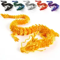 3D Printed Conjoined Dragon Ornaments, Movable Cartoon Creative Dragon Plants Toys Fish Tank Landscaping Decoration 30cm
