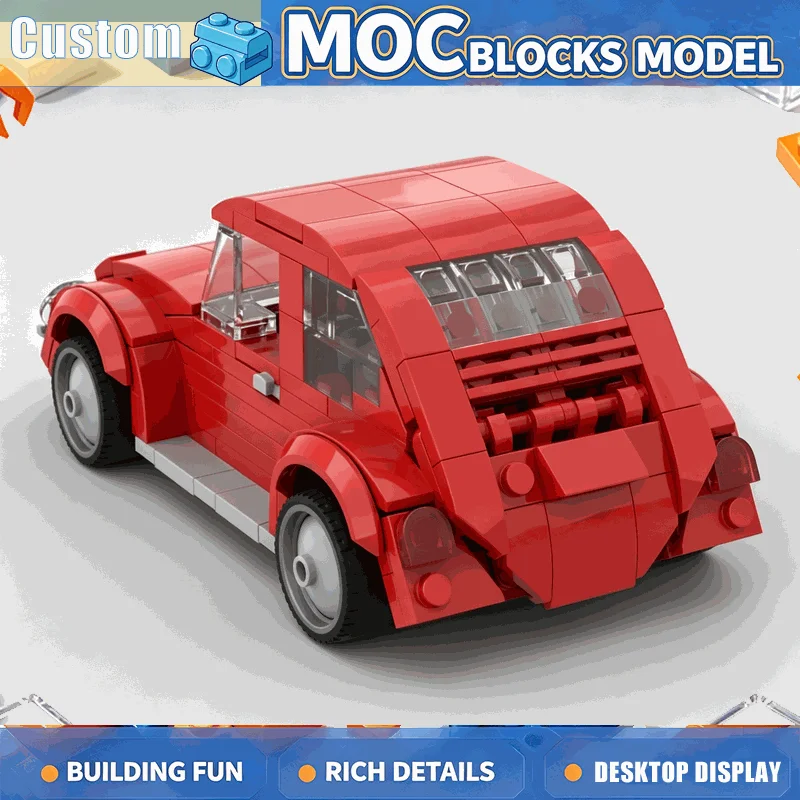 260PCS Classic Compact Car Model Building Blocks DIY Assembly Vehicle Creative Display Educational Collection Home Decor Gifts