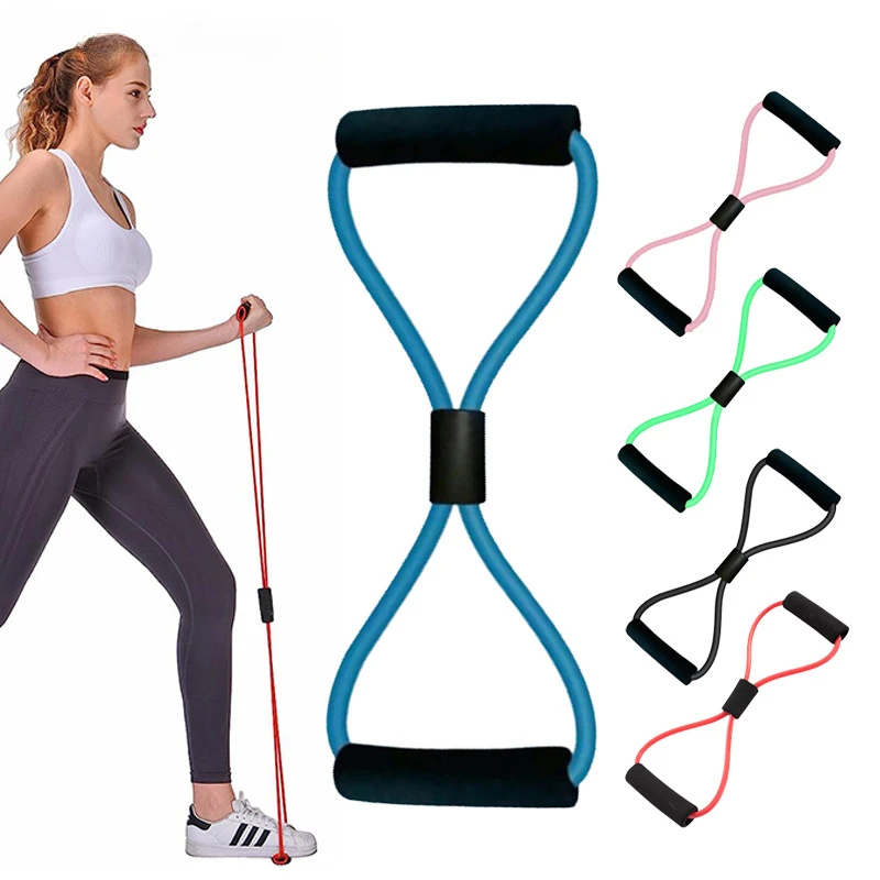 Yoga Band Gym Fitness Resistance Band 8 Word Chest Expander Rope Workout Muscle Trainning Rubber Elastic Bands Sport Exercise