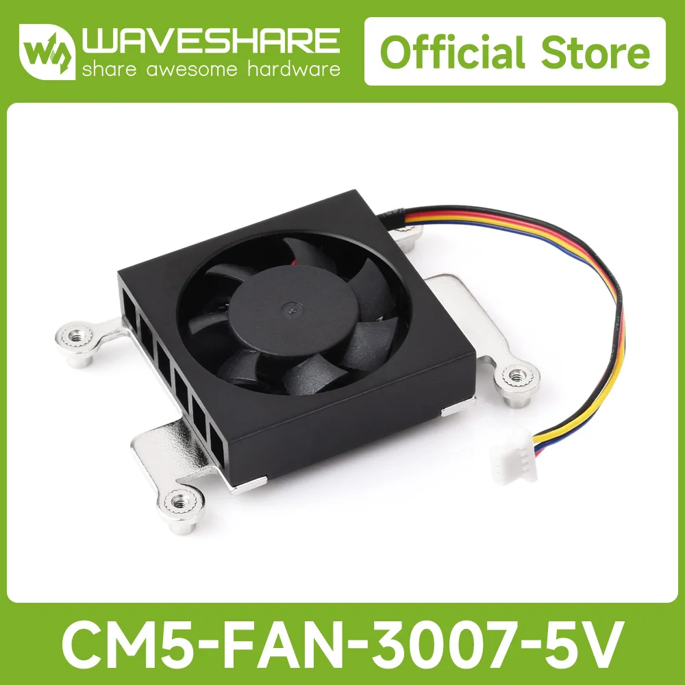 Waveshare Dedicated 3007 Cooling Fan For Raspberry Pi Compute Module 5, Low Noise, With Thermal Tapes, 5V Power Supply