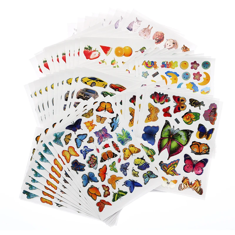 10 Sheets/Pack Moon Fruit Butterfly Animal Car Series Reward Stickers for Primary School Students Praise Stickers