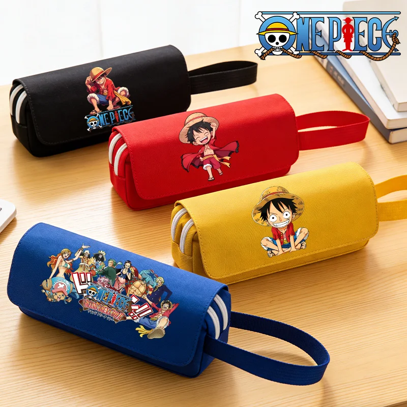 

Канцелярская сумка One Piece с аниме-принтом, пенал для школы, большой вместимости, для мальчиков и девочек, пенал с Луффи, подарки к новому учебному году для студентов