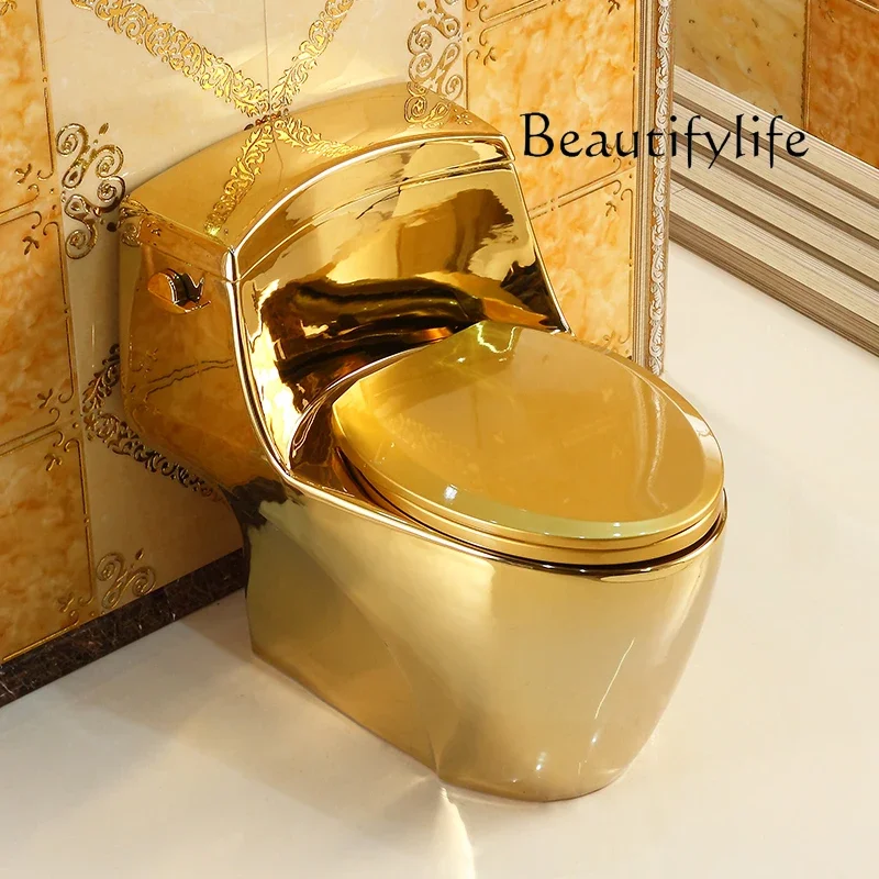 C European-style Side-press Toilet, Golden Toilet, Super Swirl Siphon Water-saving And Deodorant Toilet