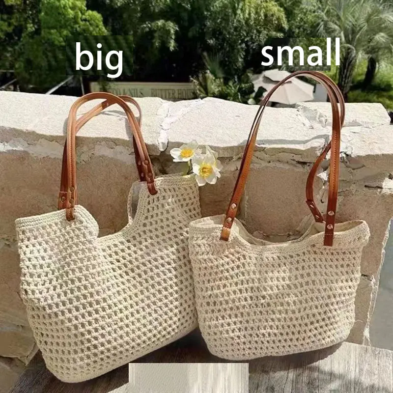 Casual Large Capacity Shoulder Bags Luxury Women 2024 Fashion Summer Weave Tote Holiday Beach Handbags Trendy Work Shopping