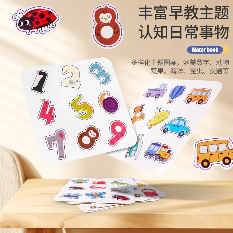 Zabawki edukacyjne dla dzieci w wieku od 2 do 4 lat, zabawki Montessori dla niemowląt, książeczki do rysowania i kolorowania dla dzieci, magiczna książeczka wodna z pisakiem.