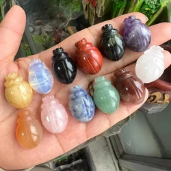 10pcs 1 Inch Carved Beatles Beetle Shaped Natural Gems Animal Ornaments Charms Healing Crystal Stones Jewelry Art Craft Gift