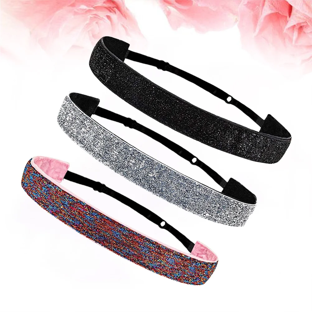 

3Pcs Elastic Non-Slip Yoga Headbands Sports Fashion Head Wrap for Women Softball Volleyball Basketball Dance Gymnastics