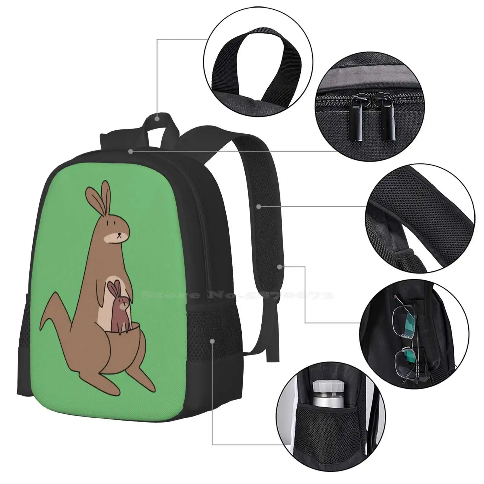 Mama und Baby Känguru große Kapazität Schul rucksack Laptop taschen Kängurus Mamas Mütter Babys Babys Beuteltiere Safari Zoo