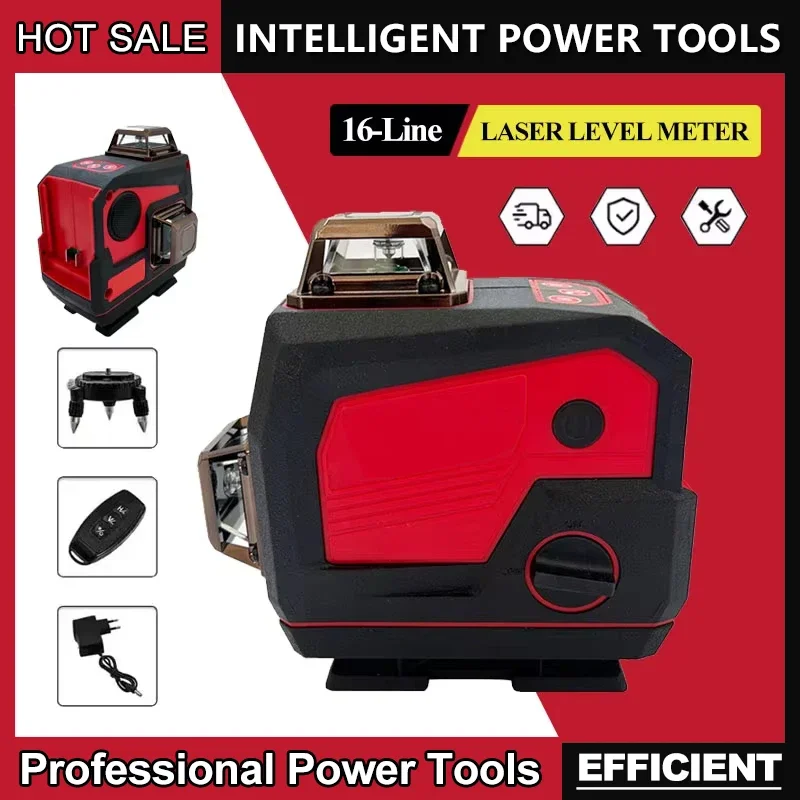 

Для Milwaukee 16-линейный лазерный измеритель уровня, функция звукового сигнала 360 ° Инструмент для самовыравнивания горизонтального и вертикального креста Green Light