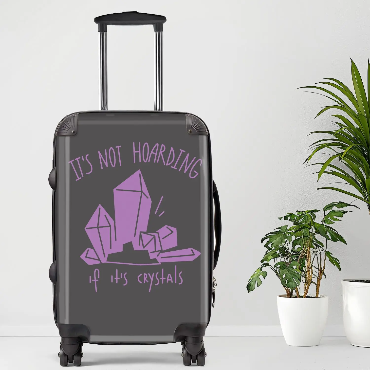 

It's Not Hoarding If It's Crystals Luggage, 20/24/28 Inch Luggage, Carry-On, Custom Luggage, Luggage Set, Suitcase, Travel, Vaca