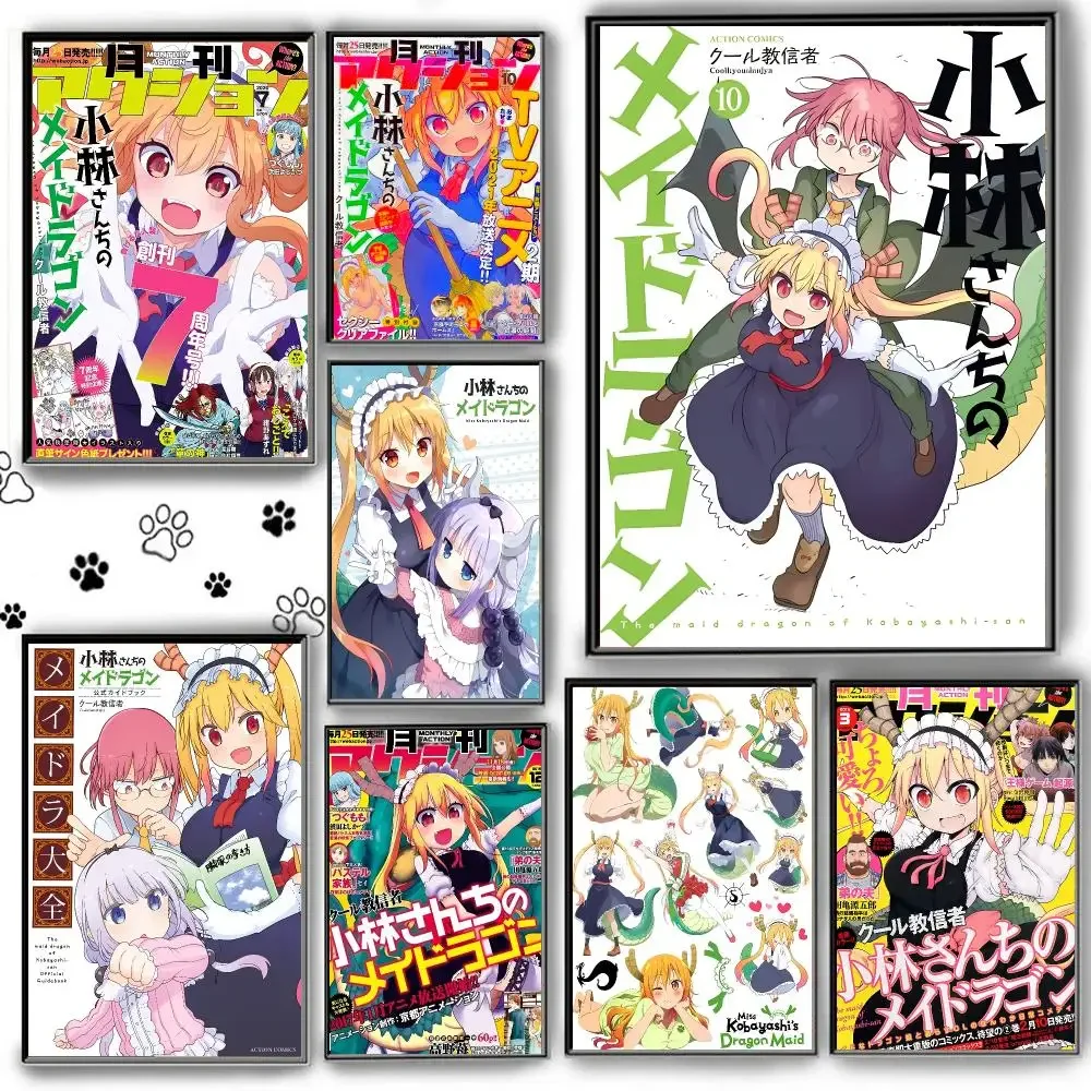 K-Kobayashis D-Dragon Maid Poster Peel And Stick Matte PVC Removable Waterproof Frameless Bedroom Living Room Decor
