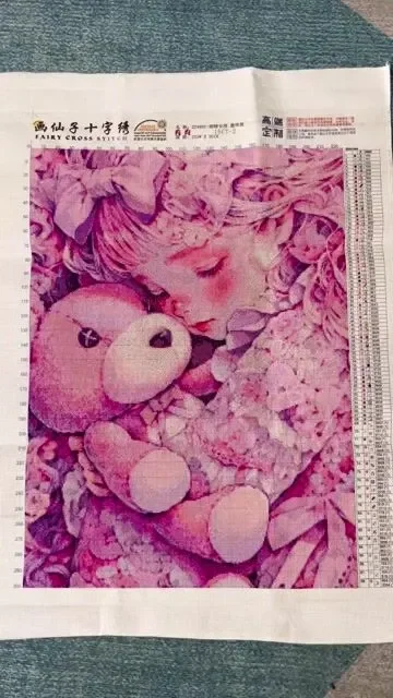 ZZ4801 Sweet Sleeping Girl 11CT 14CT 16CT DIY Stamped Cross Stitch Kit Embroidery Needlework Set Home Decor Gift view 4