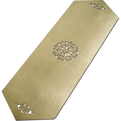 Artamania Runner Single Artificial Leather Dowry Multipurpose Cover Laser Cut Gold