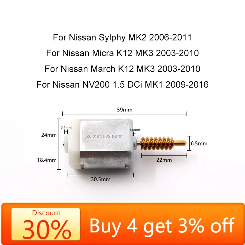 

For Nissan NV200 Sylphy Micra March 2009-2010 FC-280SC-18180 OEM Car Door Lock Actuator Core Motor Power 12V Replacement Engine