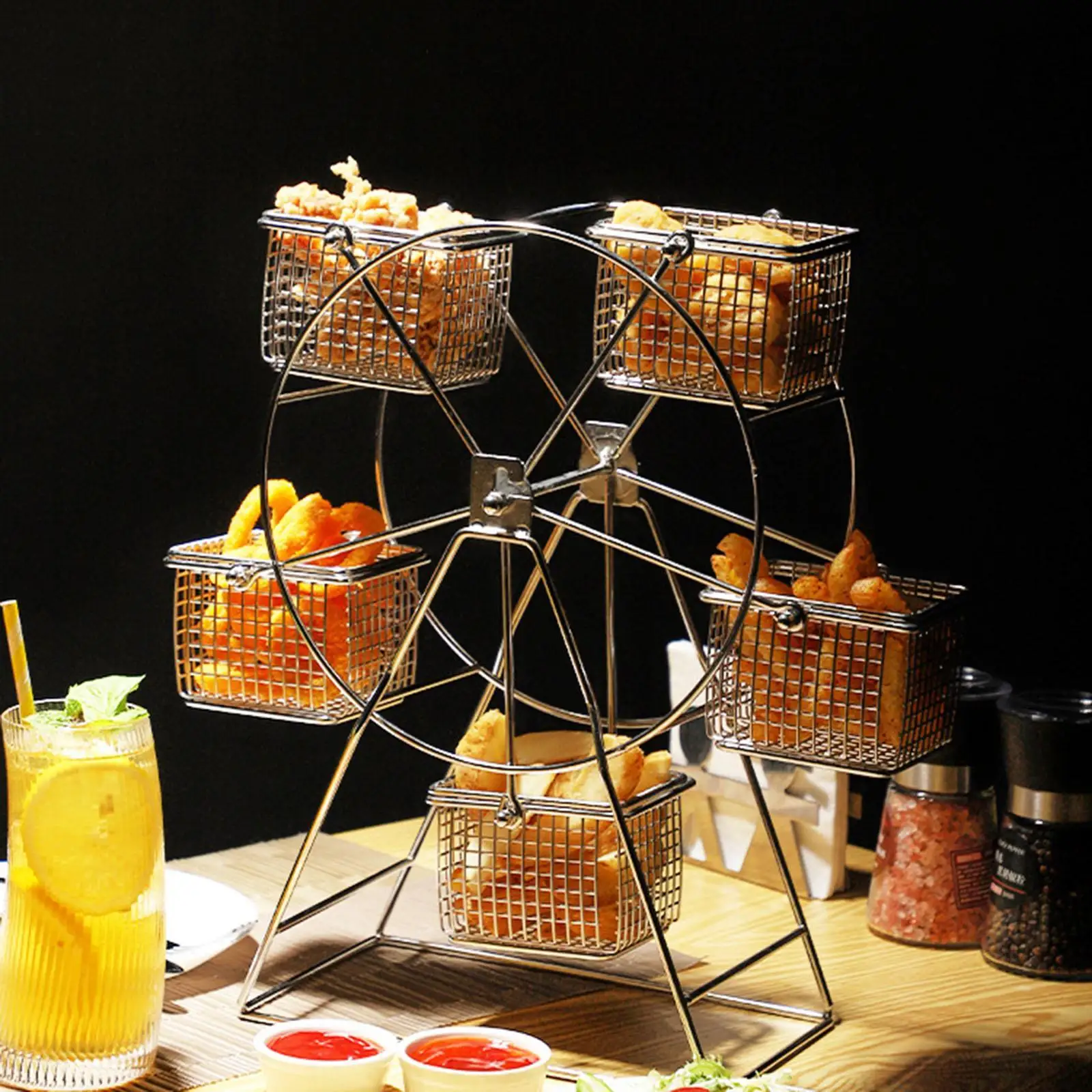 

Wheel Rotating Snacks Serving Tray for Chicken Fruit Snacks
