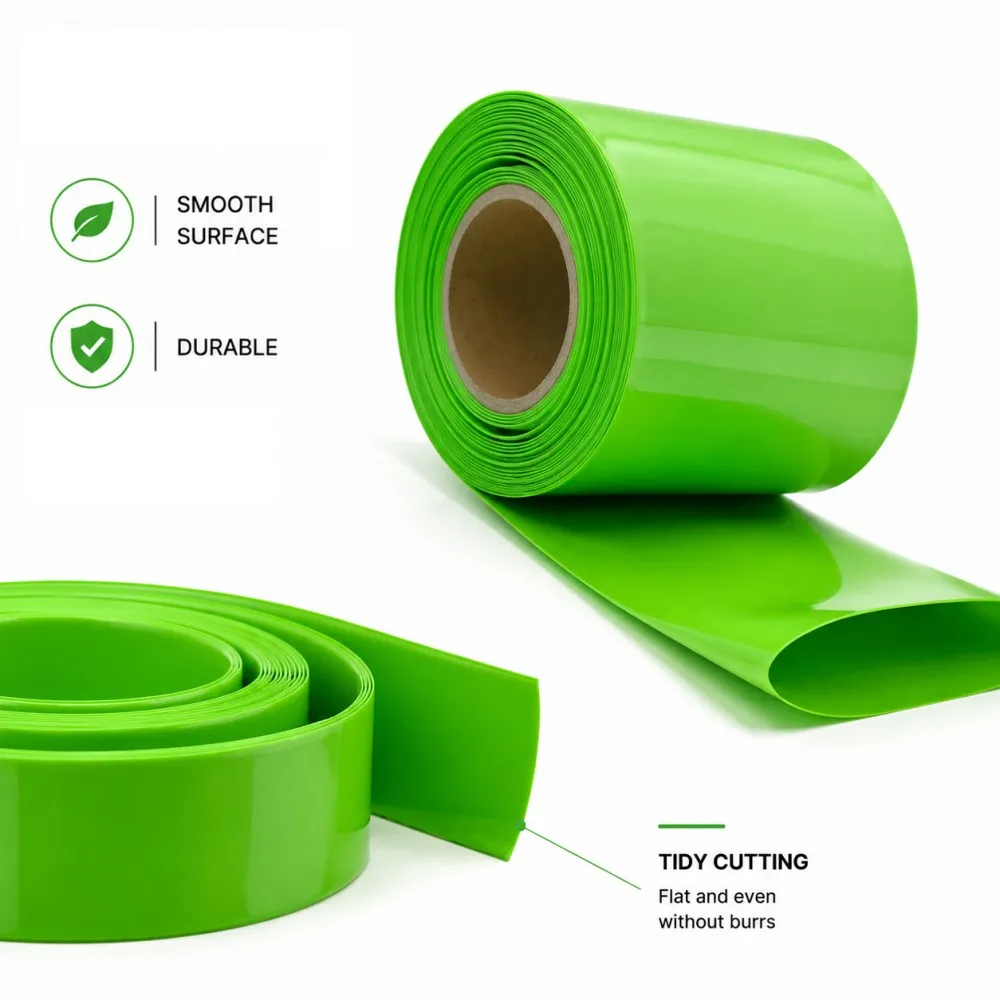 Width 30mm~300mm PVC Heat Shrink Tube 18650 Battery Pack Green Insulated Protection Film Wrap Lithium Case Cable Sleeve