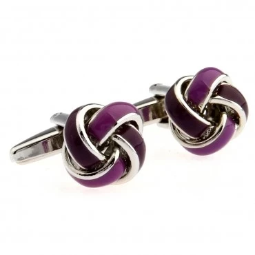 

Factory Price Retail Enamel Cuff Links Gifts For Men Fashion Copper Material Purple Twisted Knot Design CuffLinks