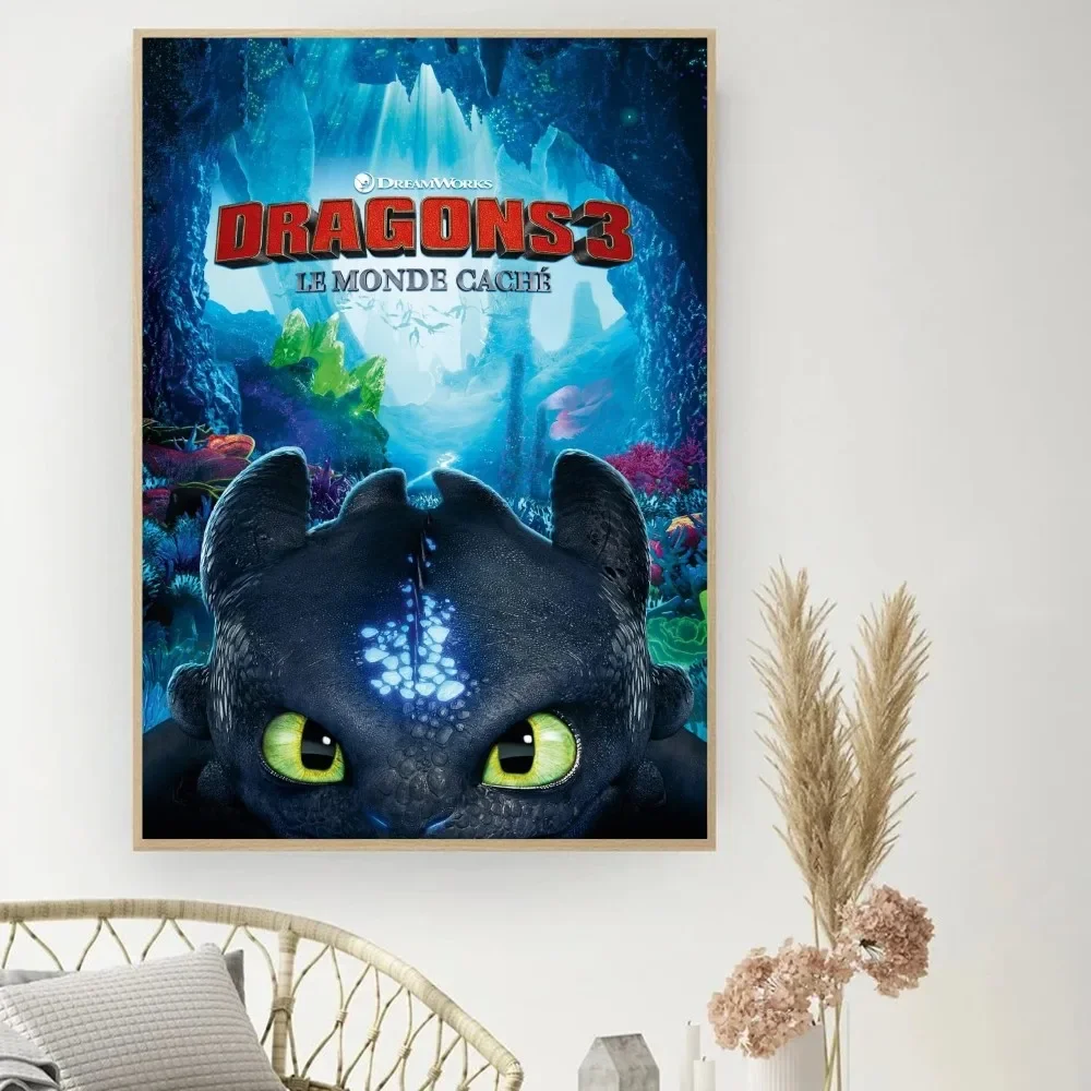 T-Toothless-Fury Dragon Poster DIY Vintage Movie Poster Wall Art Painting Study Stickers Small Szie Wall Painting