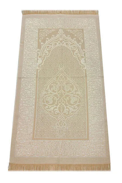 

Luxurious Light Ottoman Taffeta Prayer Rug Cream Muslim Islam Sheet Prayer Mat Holy Quraan Islamic Mats