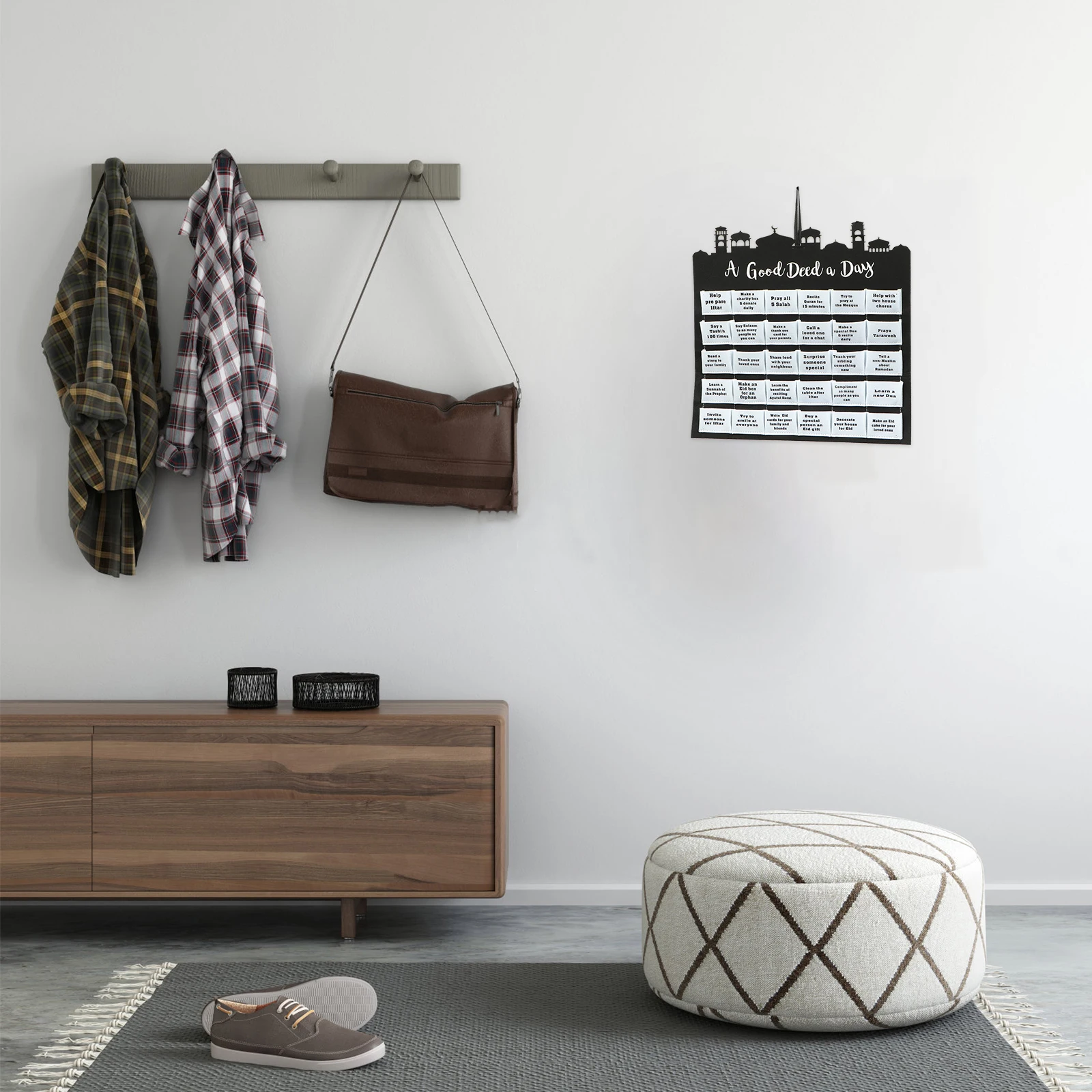 

2 Pcs Countdown Calendar Ramadan Decorative Muslim Gift Felt Ornament Wall