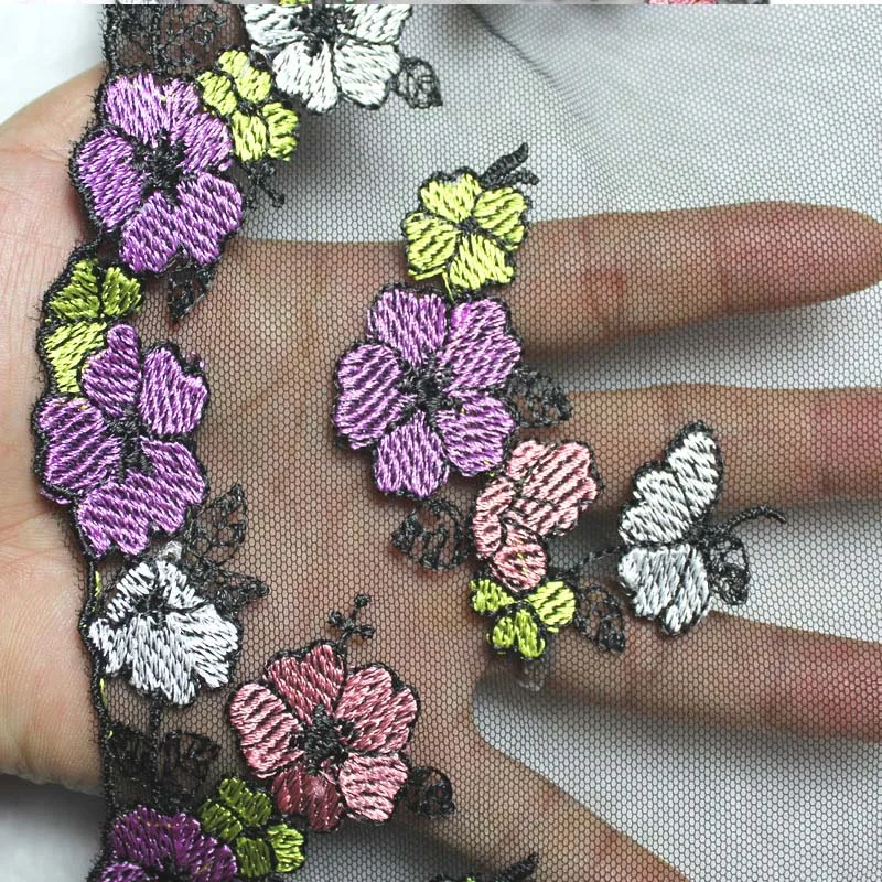 20Yards/lot Floral Mesh Tulle Embroidery Lace Trim Lingerie Sewing Craft DIY Apparel Fabric Lace Dress Garment Accessory