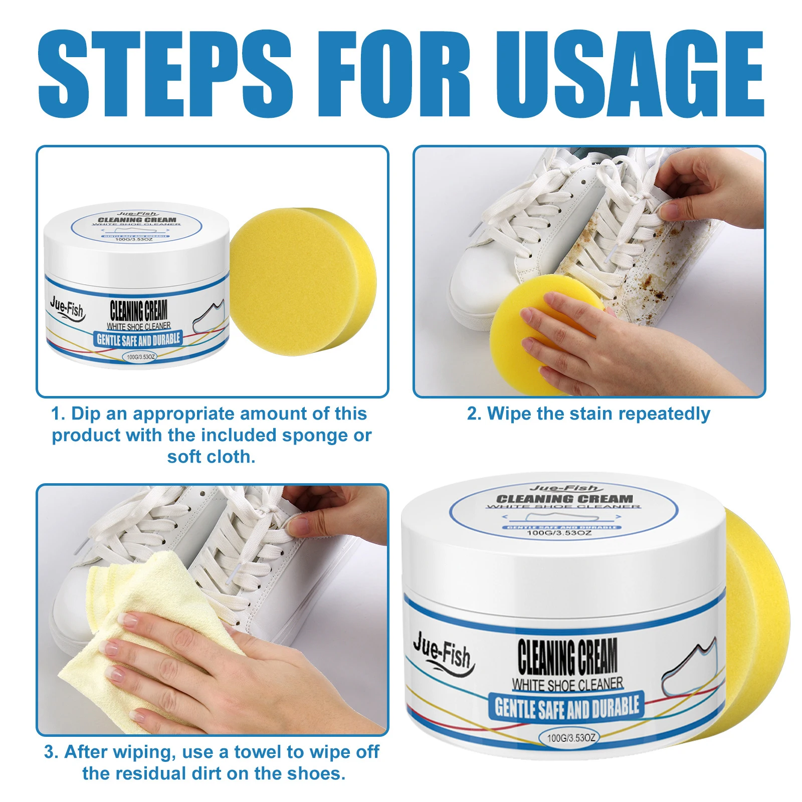 Multi-purpose Shoe Cleaning Cream Remove Yellow Edge Gentle Stain Removal Brightening Powerful Decontamination Sneaker Cleaner - view 5